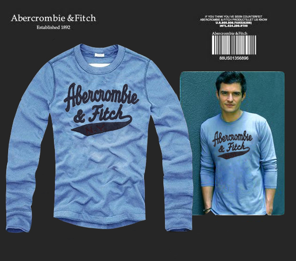 Abercrombie Fitch Hombres De Cuello Redondo Con Gente Fotos Largo Remera AF6091